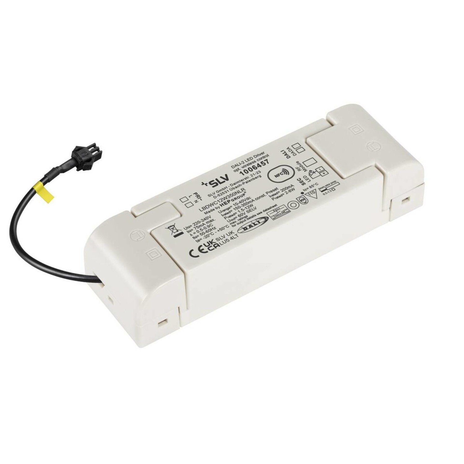 BIG WHITE (SLV) Můstkový LED driver 12 W, 200 mA pro NUMINOS®, včetně radiofrekvenčního rozhraní pro modul RF, DALI 1006457