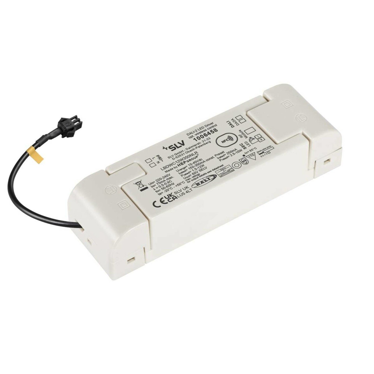 BIG WHITE (SLV) Můstkový LED driver 12 W, 250 mA pro NUMINOS®, včetně radiofrekvenčního rozhraní pro modul RF, DALI 1006458