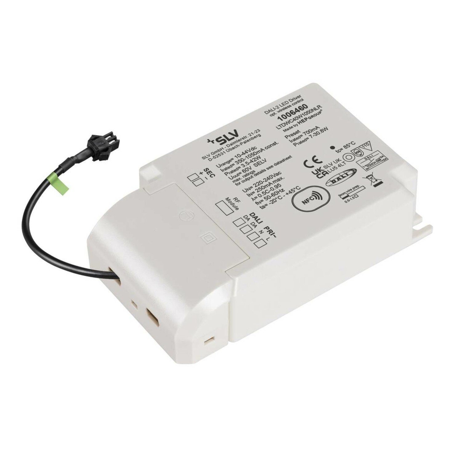 BIG WHITE (SLV) Můstkový LED driver 42 W, 700 mA pro NUMINOS®, včetně radiofrekvenčního rozhraní pro modul RF, DALI 1006460