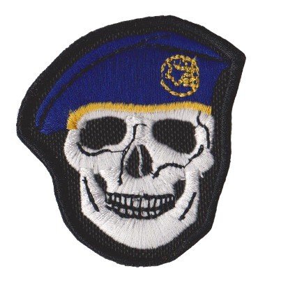 Nášivka lebka - tmavě modrý baret D-36