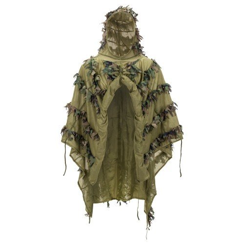 Pončo maskovací hejkal LEAF GHILLIE PONCHO® US Woodland Helikon PO-LFG-PO-03