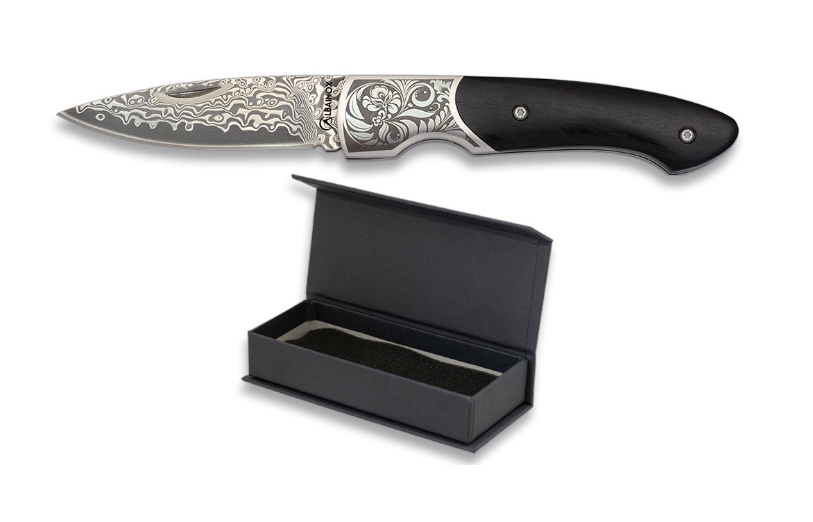 Nůž zavírací Damascus Wood/Black Albainox 18424