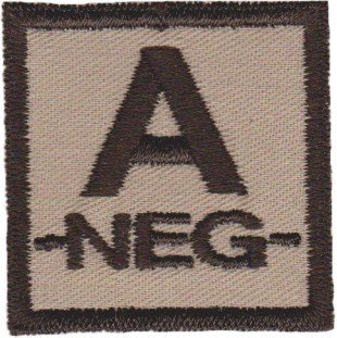 Označení krevní skupiny A- velcro suchý zip 4x4 pouštní desert B-50