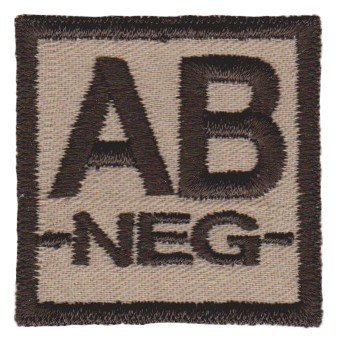 Označení krevní skupiny AB- velcro suchý zip 4x4 pouštní desert B-54