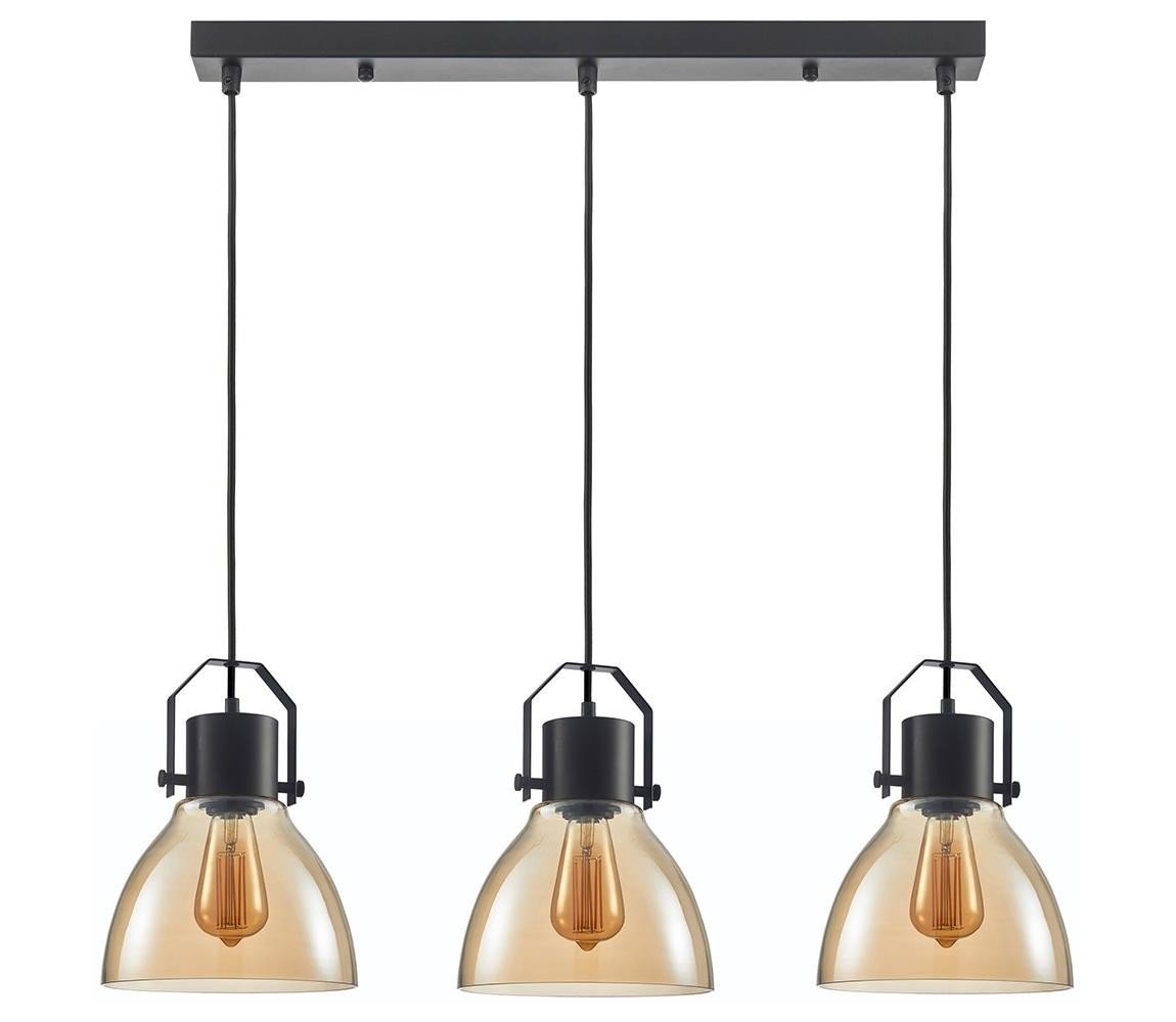 PND-22371-3-BK+AMB - Lustr na lanku DARLENA 3xE27/40W/230V černá/hnědá