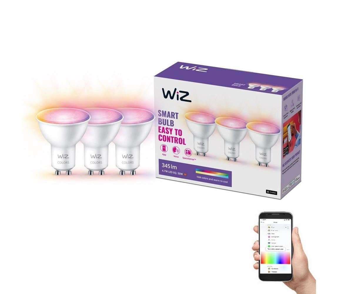 WiZ SADA 3x LED RGBW Stmívatelná žárovka GU10/4,7W/230V 2200-6500K CRI 90 Wi-Fi -WiZ