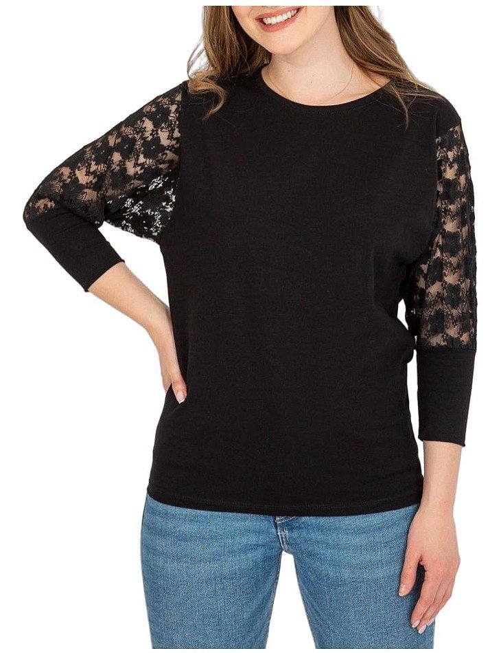 černá halenka s krajkovými rukávy