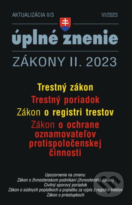 Aktualizácia II/3 - Trestný zákon a Trestný poriadok - Poradca s.r.o.
