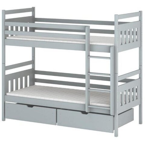 LANO Patrová postel pro dvě děti AMÁLKA 90x190, šedá 98x198 šedá