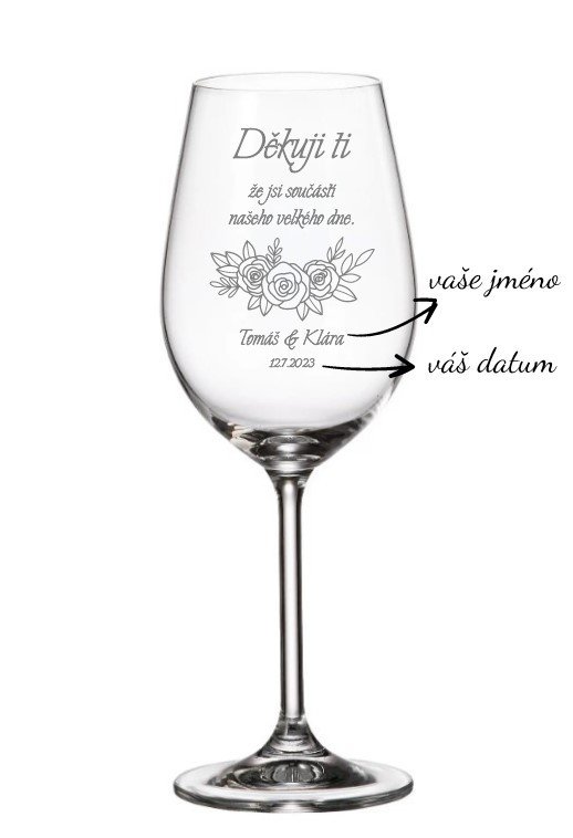 Dekorant svatby Děkovná svatební sklenička DĚKUJI 350 ml 1 KS