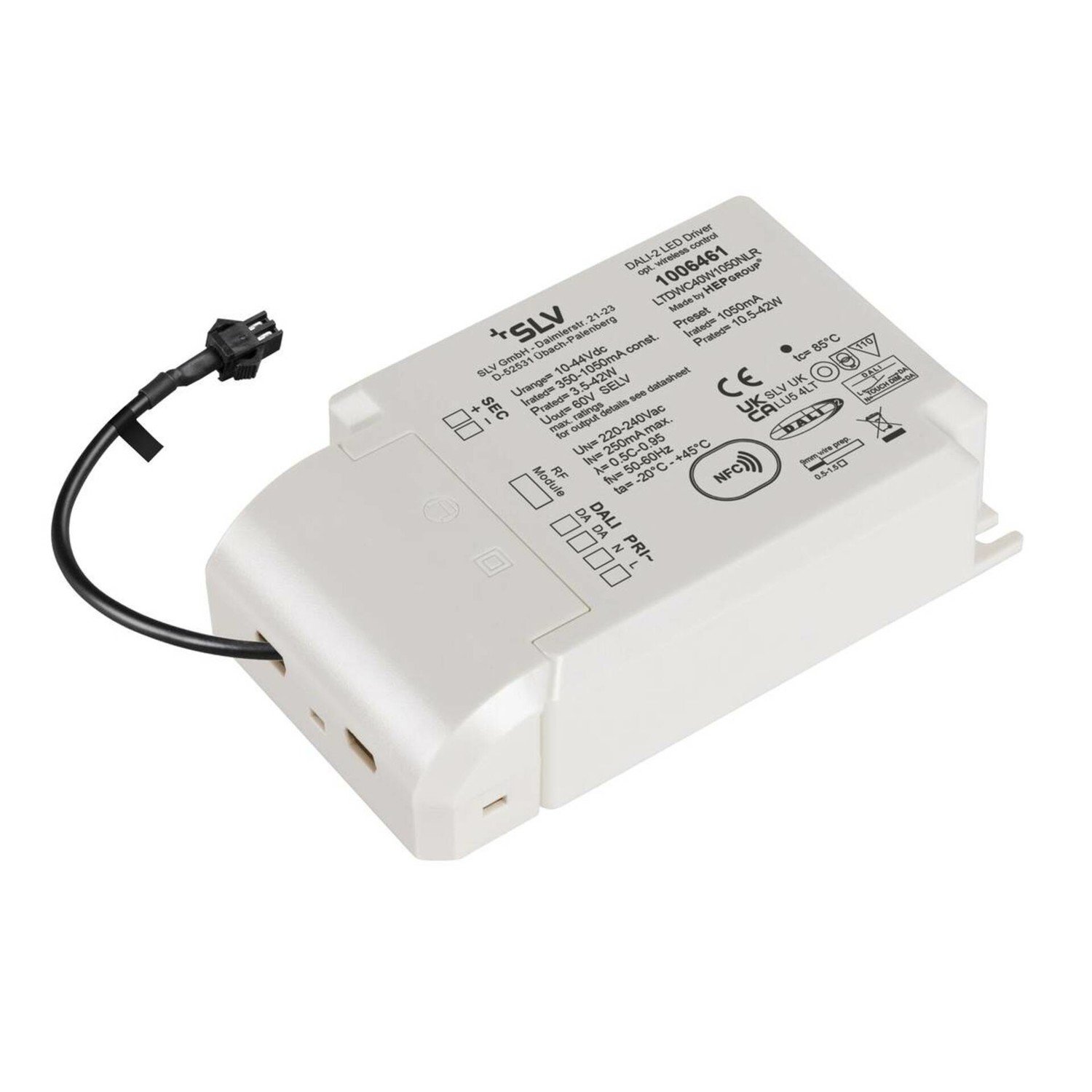 BIG WHITE (SLV) Můstkový LED driver 42 W, 1050 mA pro NUMINOS®, včetně radiofrekvenčního rozhraní pro modul RF, DALI 1006461