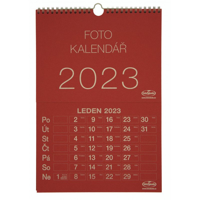 Kalendář na vlastní foto NÁSTĚNNÝ VELKÝ 2026 červený