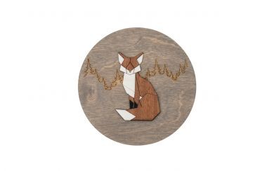 Dark Sitting Fox Wooden Image