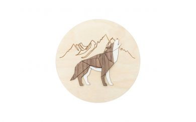 Light Walking Wolf Wooden Image