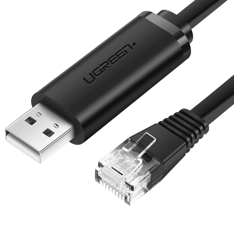 Konzolový kabel UGREEN CM204, USB - RJ45 pro síťová zařízení, 1,5 m (černý)