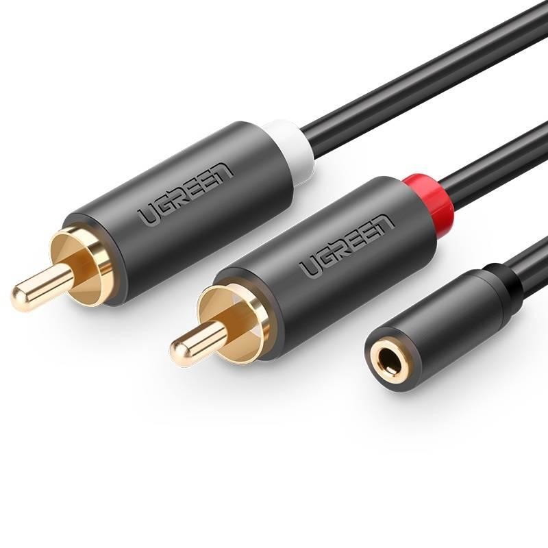 UGREEN AV102 2x RCA (Cinch) jack 3,5 mm kabel 0,25 m (černý)