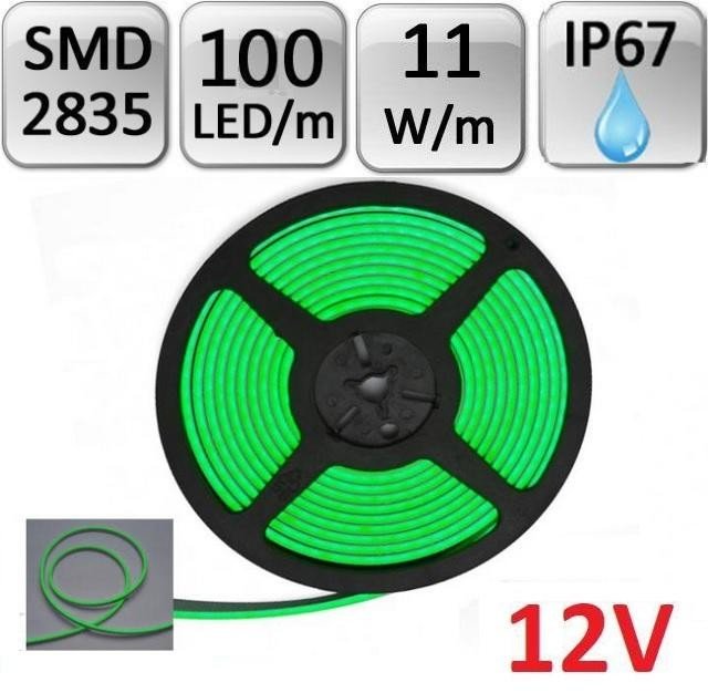 LED21 LED Neon Flex pásek 5m 12V 100ks/m SMD2835 11W/m, 6x12mm, voděodolný, ZELENÁ