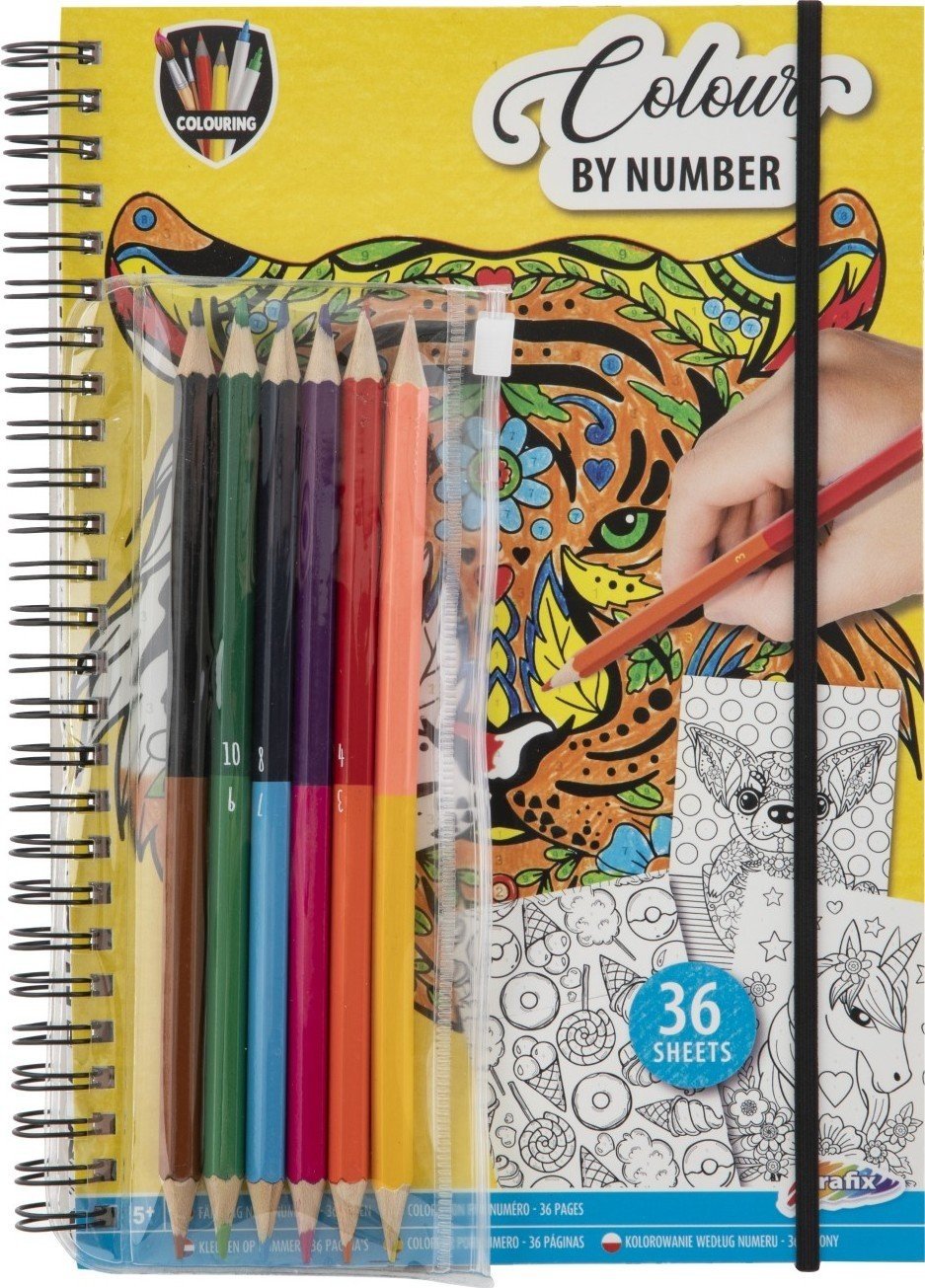 Kroužkový blok vymalovánek podle čísel s pastelkami - RMS
