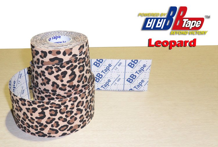 Kineziologický tejp BB Tape s designem leoparda - 5mx5cm