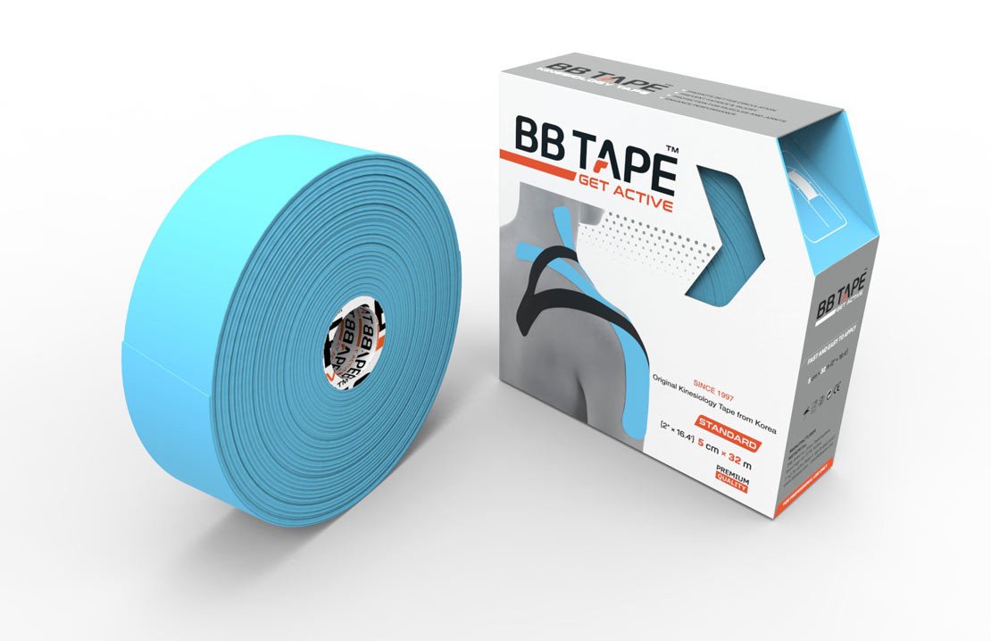 Kineziologický tejp BB Tape - 32 m x 5 cm Barva: modrá