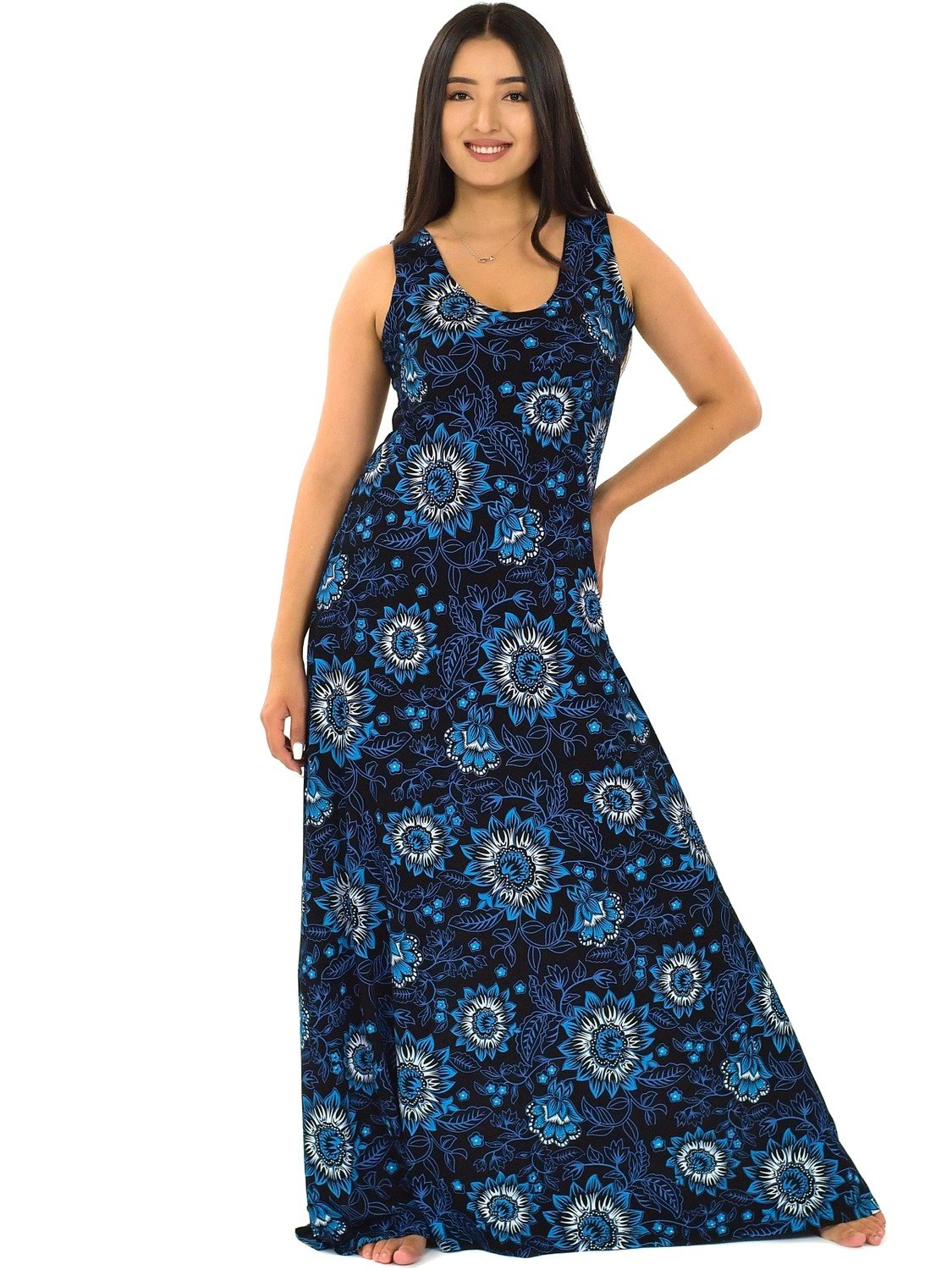Himalife Dlouhé šaty Akira - černá s modrou Velikost: L
