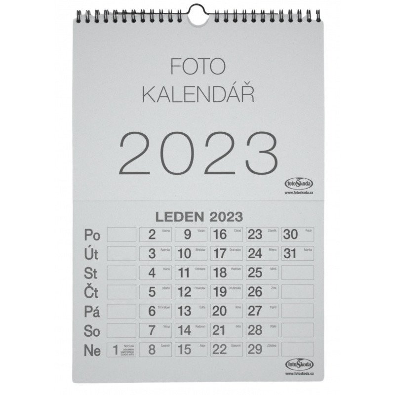Kalendář na vlastní foto NÁSTĚNNÝ VELKÝ 2026 šedý