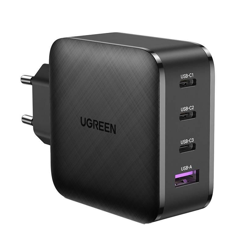 Síťová nabíječka UGREEN CD224, 3x USB-C, 1x USB, Power Delivery 3.0, GaN, 65W (černá)