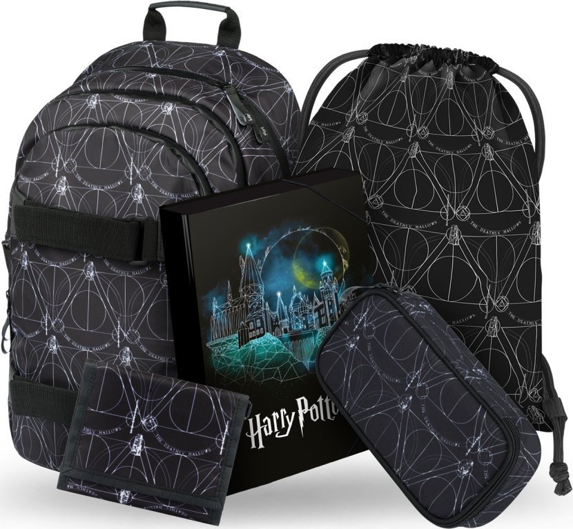 BAAGL SET 5 Skate Harry Potter Relikvie smrti: batoh, penál, sáček, desky, peněženka