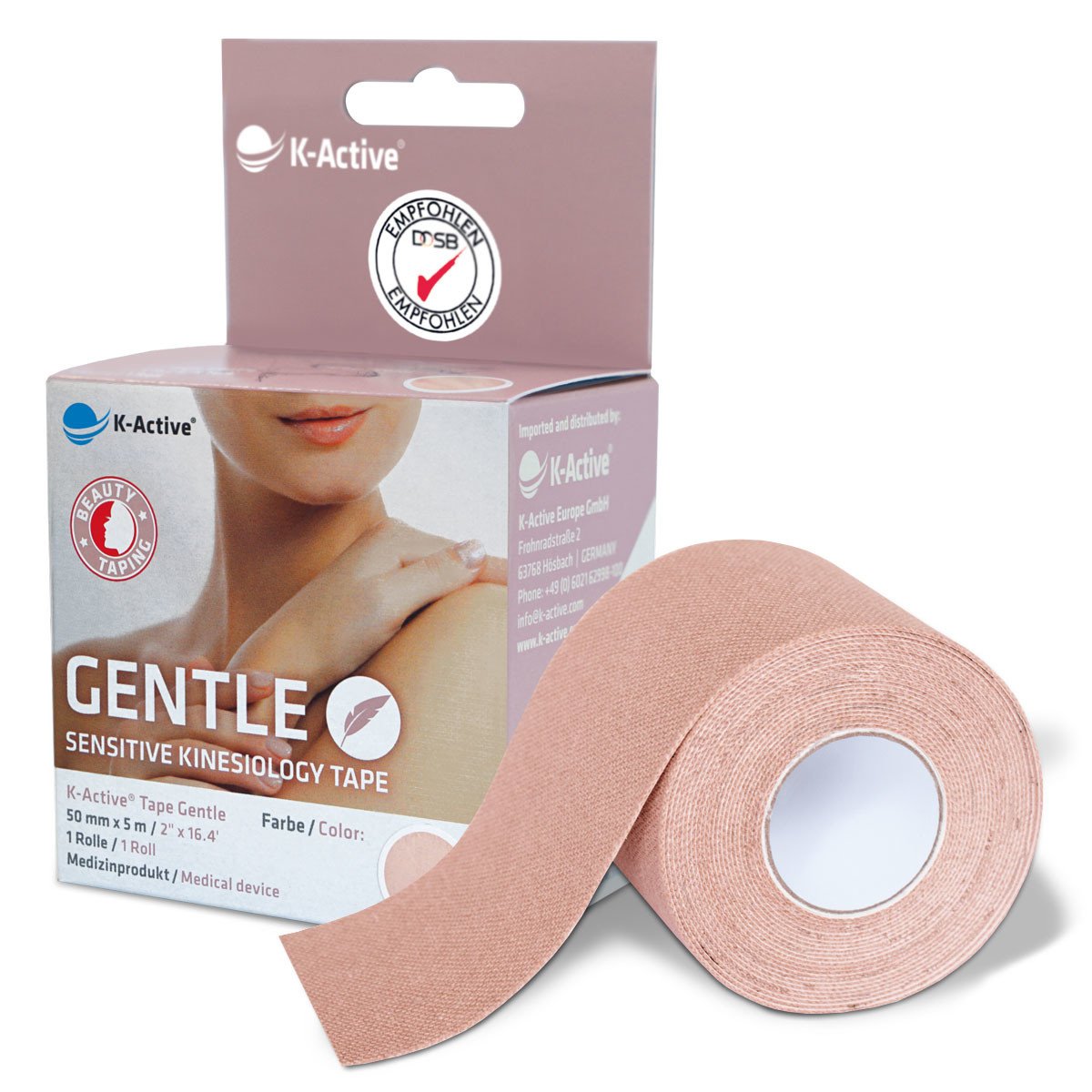 Kineziologický tejp pro citlivou pokožku K-Active Tape Gentle 5 m x 5 cm