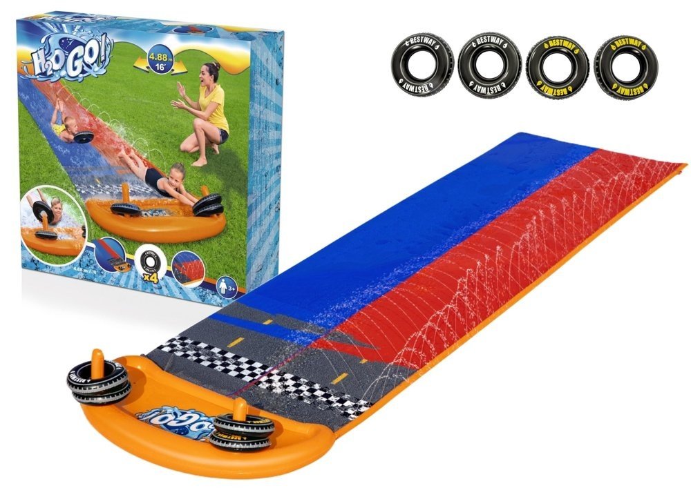 Bestway Dvojitá vodní skluzavka na zahradu 4,88 m Bestway závodní dráha