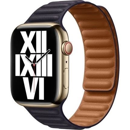 Apple Watch 49/45/44/42mm inkoustově fialový kožený tah - S/M