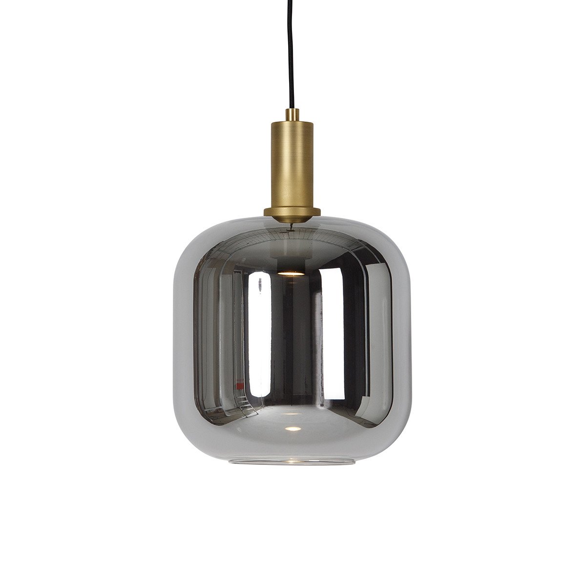 Hanglamp zwart met goud en smoke glas incl. PUCC - Zuzanna
