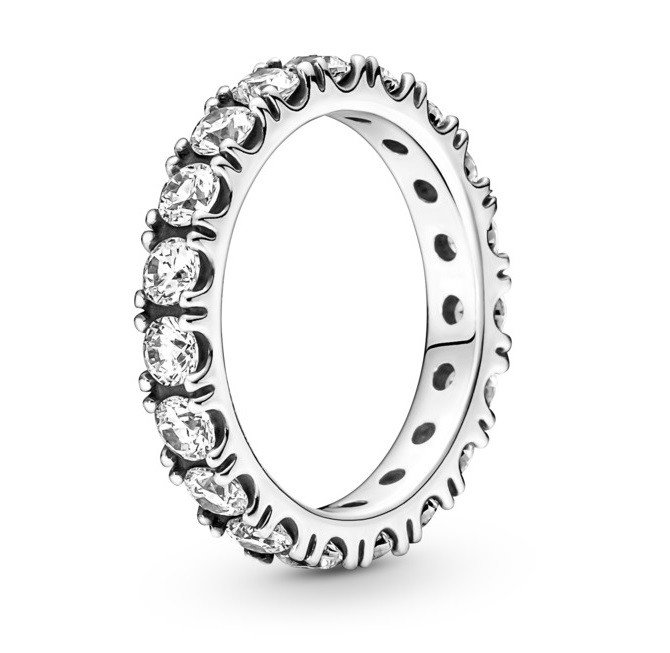 Pandora Třpytivý stříbrný prsten s čirými krystaly Eternity 190050C01 52 mm