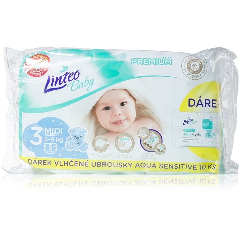 Linteo Baby Premium Midi jednorázové pleny 5-9kg 5 ks