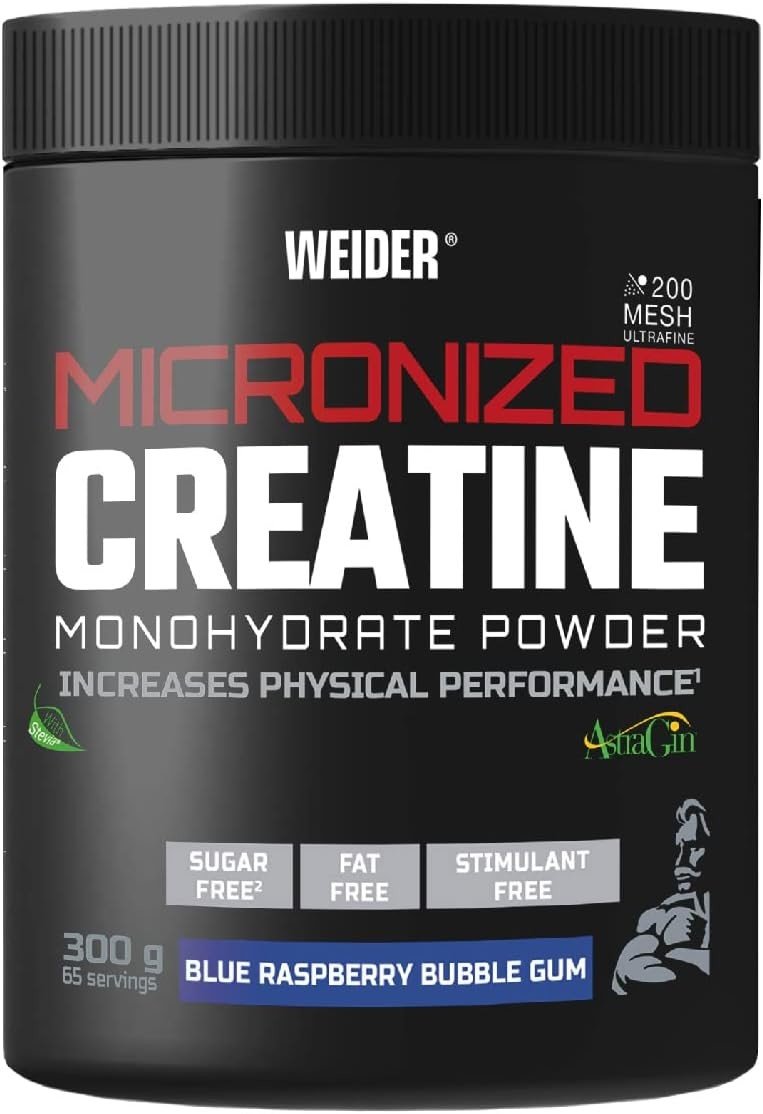 Weider Micronized Creatine 300 g, kreatin monohydrát s extrakty řas a vybraných rostlin, Blue Raspberry Bubble Gum
