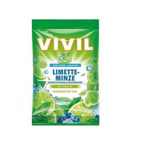 Vivil Limetka, peprmint a vitamín C bonbóny bez cukru 120 g