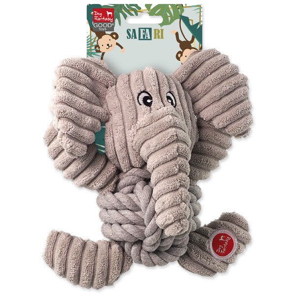 Hračka Dog Fantasy Safari slon s uzlem pískací 18cm