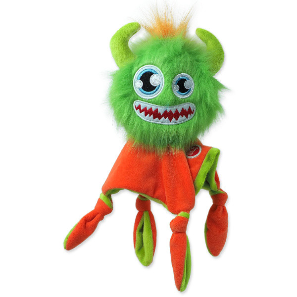 Hračka Dog Fantasy Monsters chlupaté strašidlo s dečkou 28cm zelené