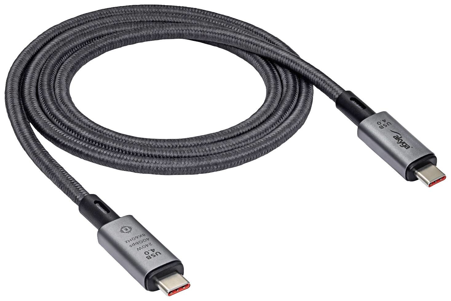 Akyga USB kabel USB-C ® zástrčka, USB-C ® zástrčka 1.0 m šedá AK-USB-45