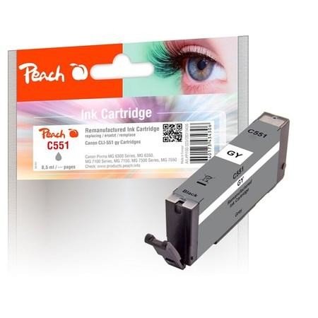 Inkoustová náplň Peach Canon CLI-551GY, 8,5ml, kompatibilní - šedá, 319436