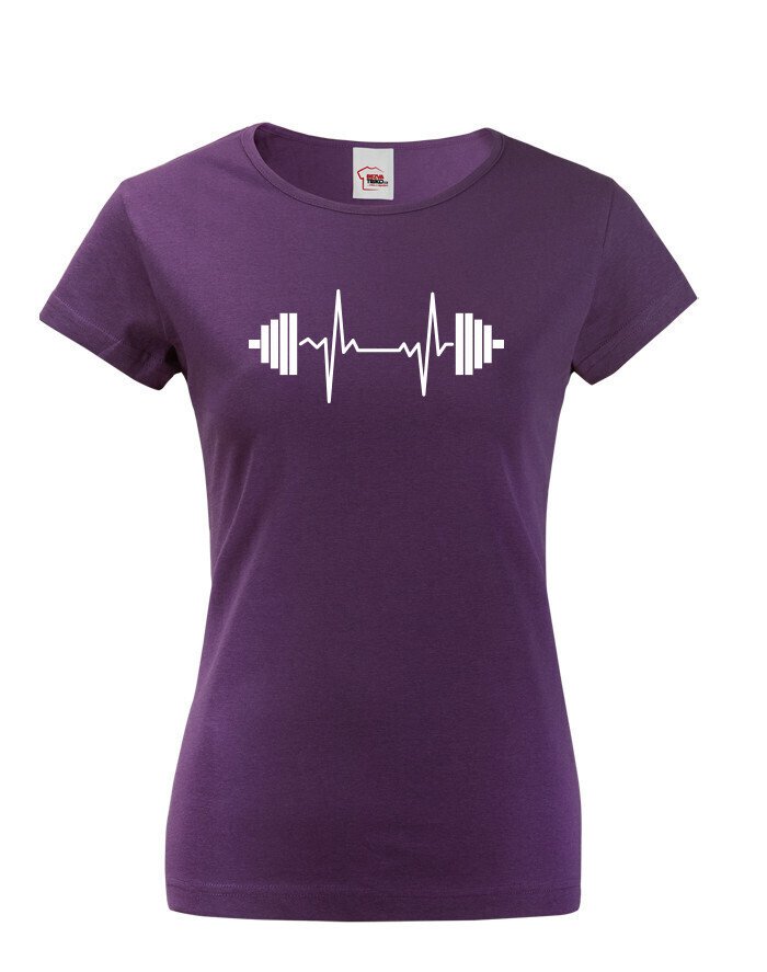 Dámské tričko s potiskem tepu a činku - skvělé fitness tričko