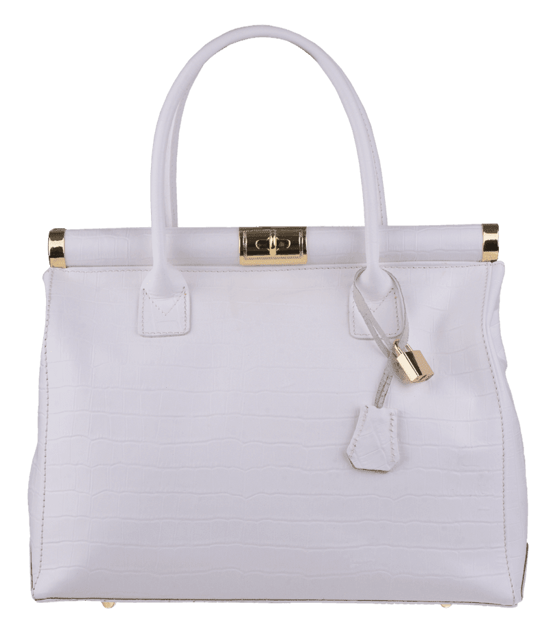 Bílá kožená kabelka Laureta Bianca Cocco Lucida