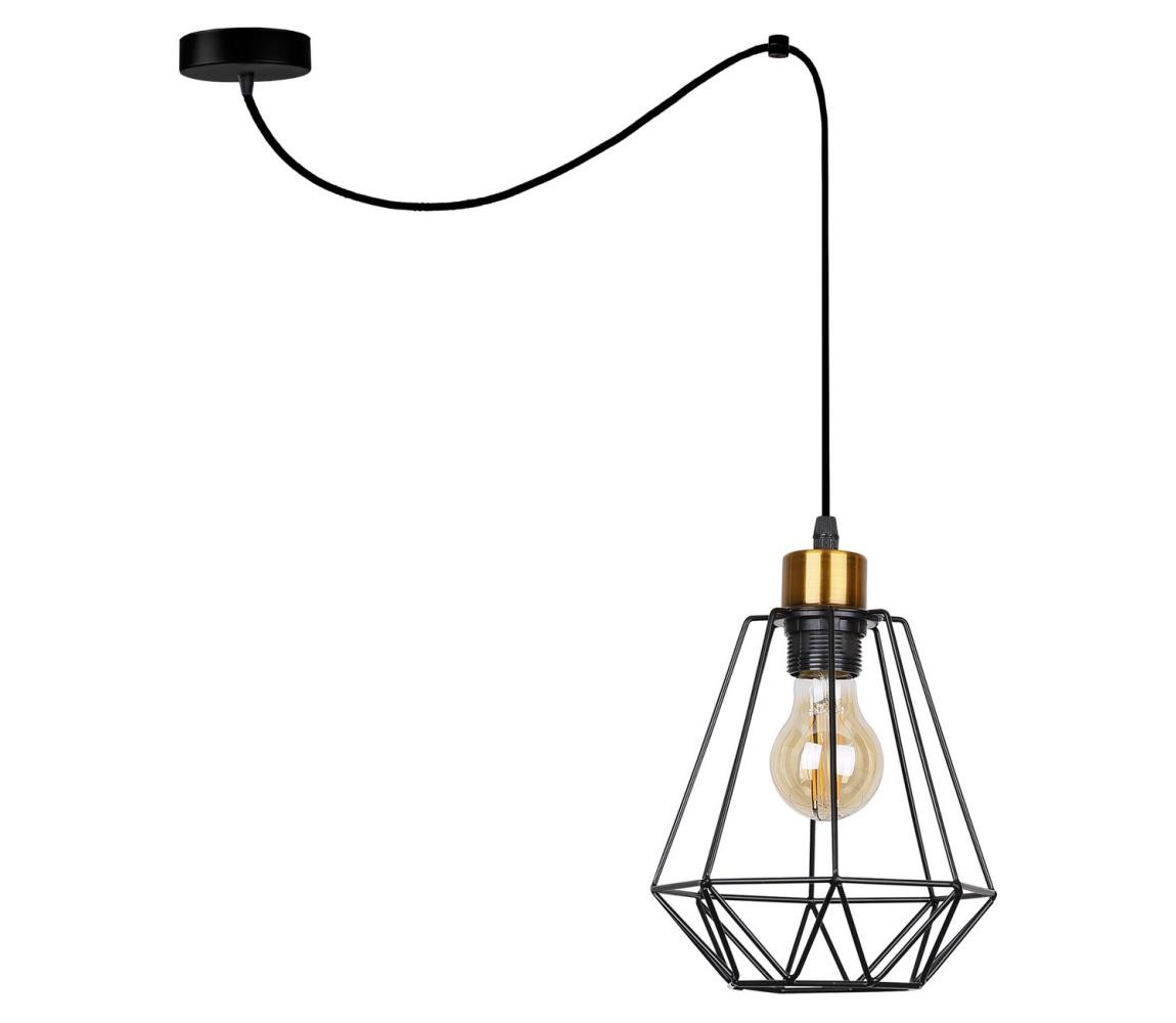 Lustr na lanku PRIMO 1xE27/60W/230V černá/zlatá
