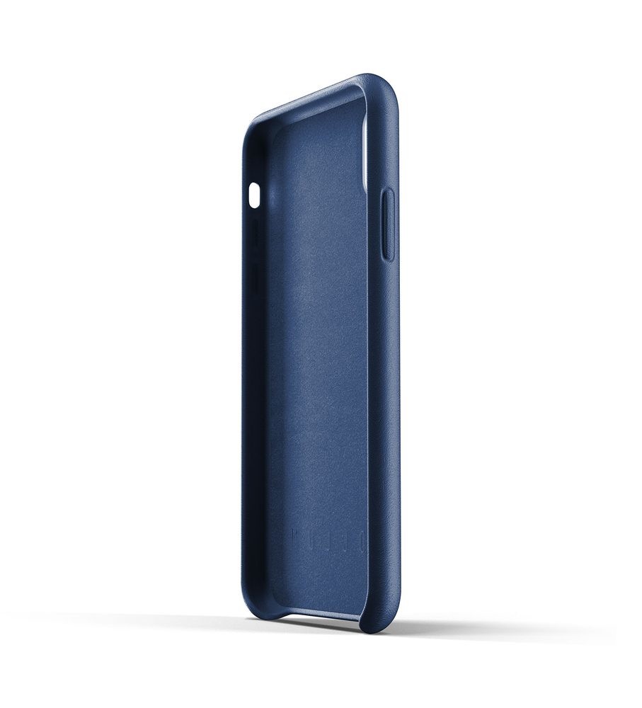 MUJJO Full Leather Wallet Case pro iPhone XR - modrý