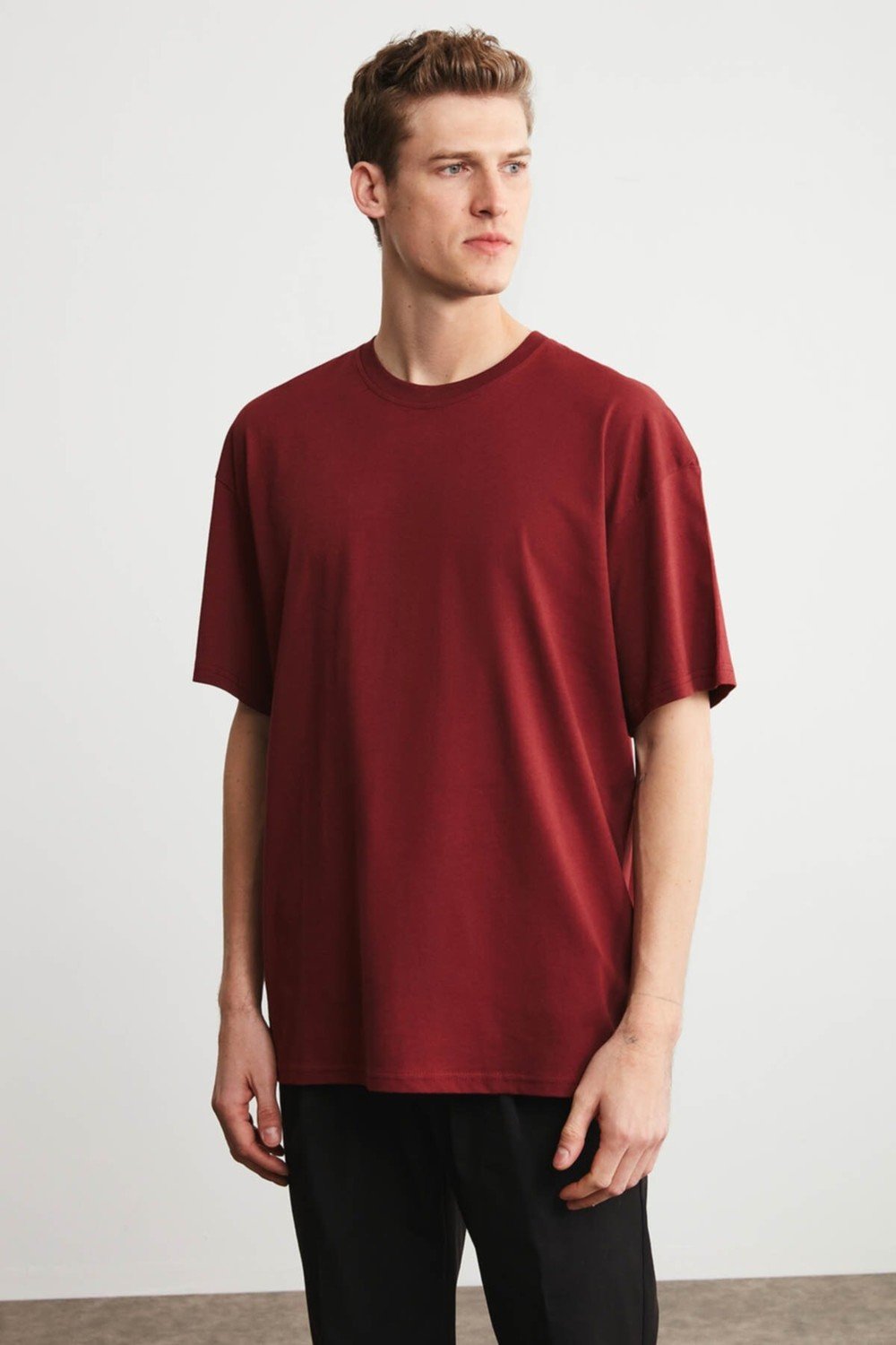 GRIMELANGE T-Shirt - Burgundy - Oversize