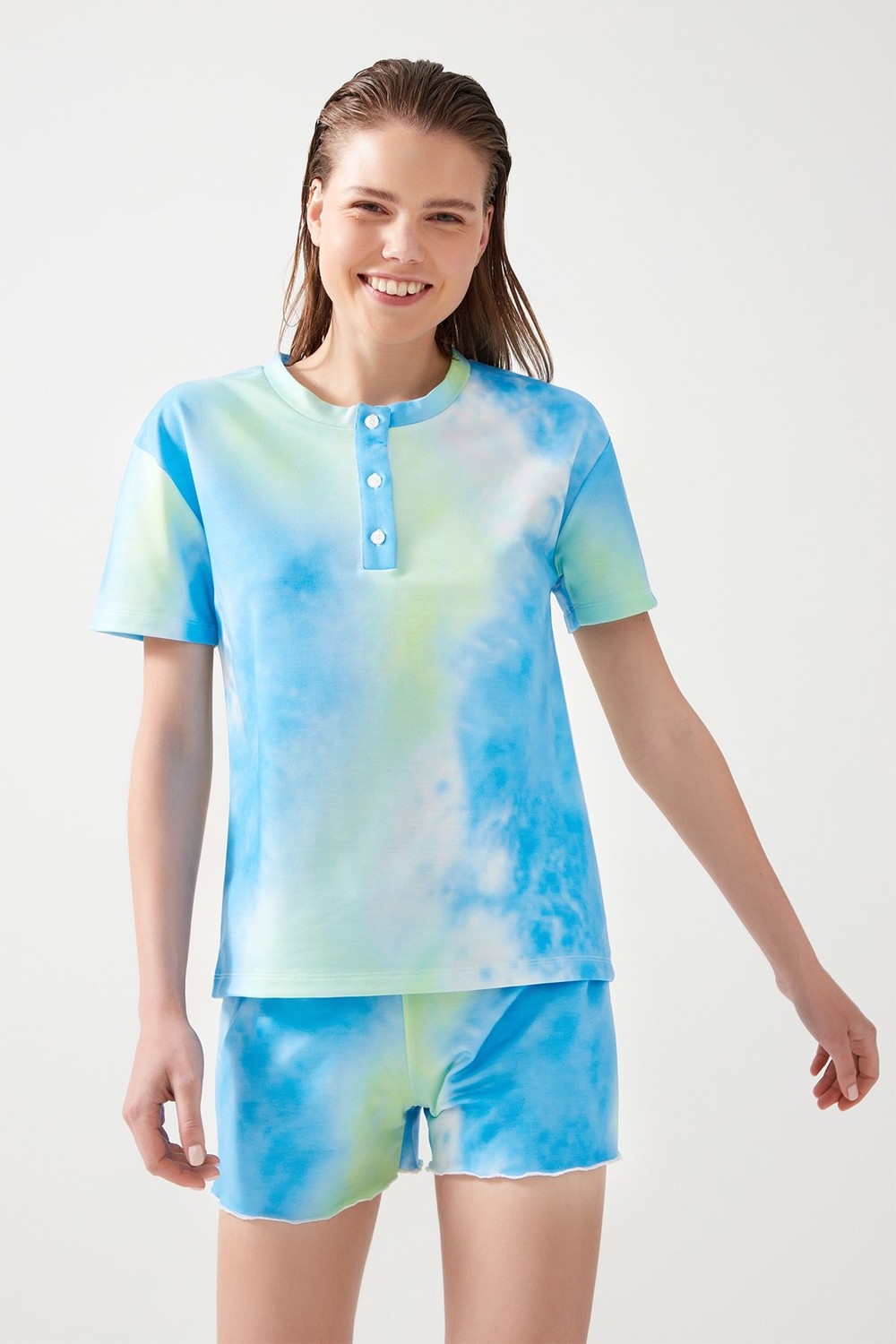 LOS OJOS Pajama Set - Blue - Tie-dye print