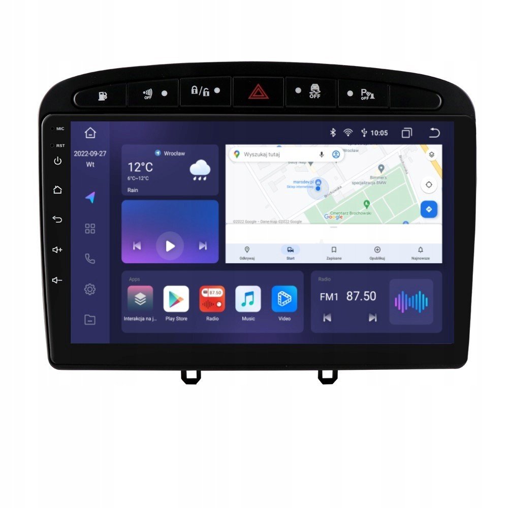 Rádio 2DIN Android Peugeot 308 3/32GB Carplay Dsp