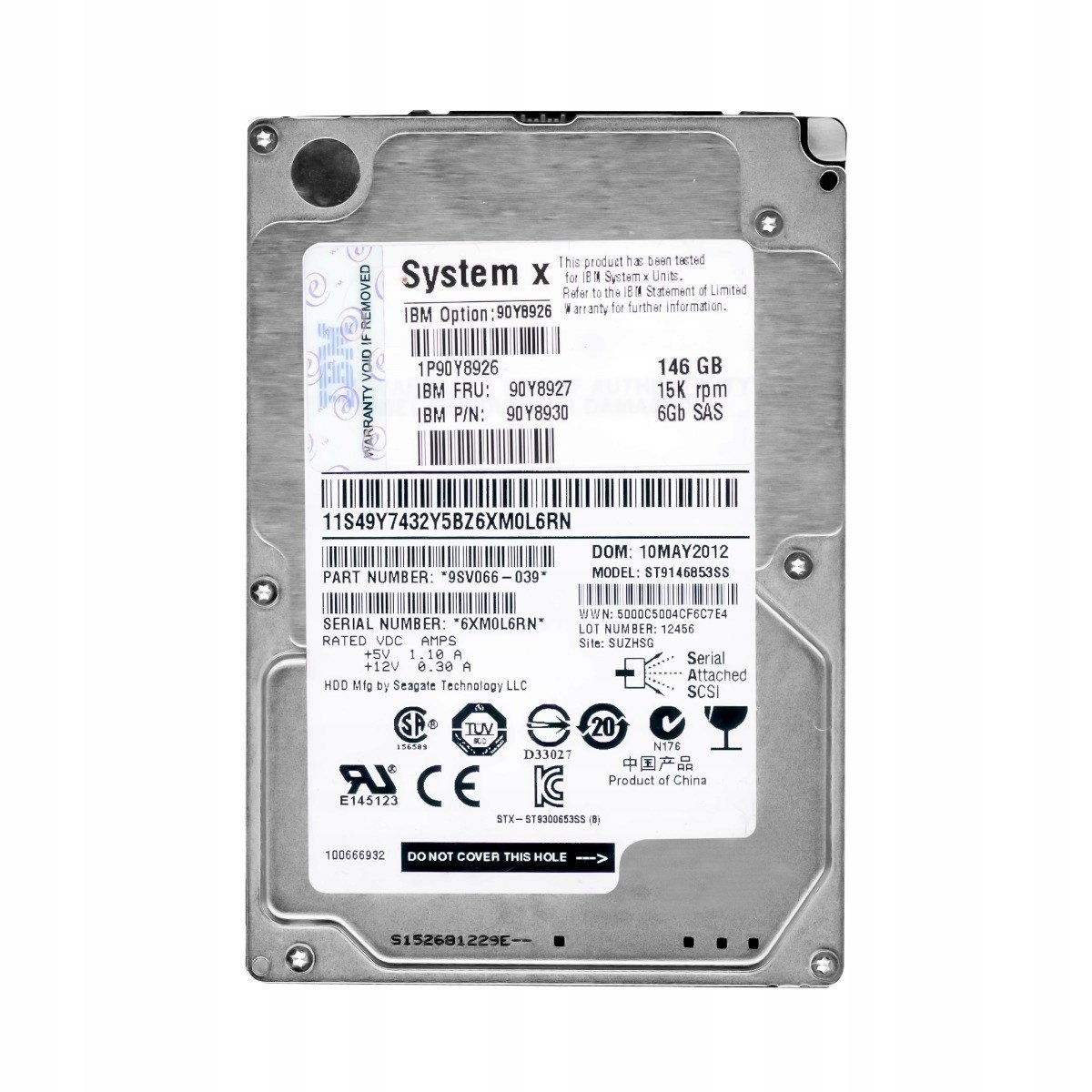 Ibm 90Y8927 146GB 15K Sas 6G 2.5'' ST9146853SS