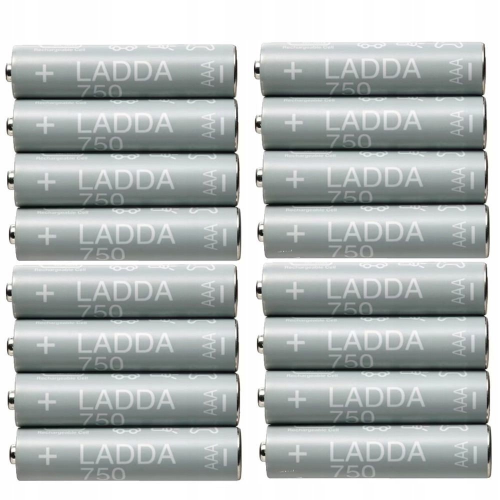 Tenké baterie Aaa 750mAH 16ks Ikea Ladda