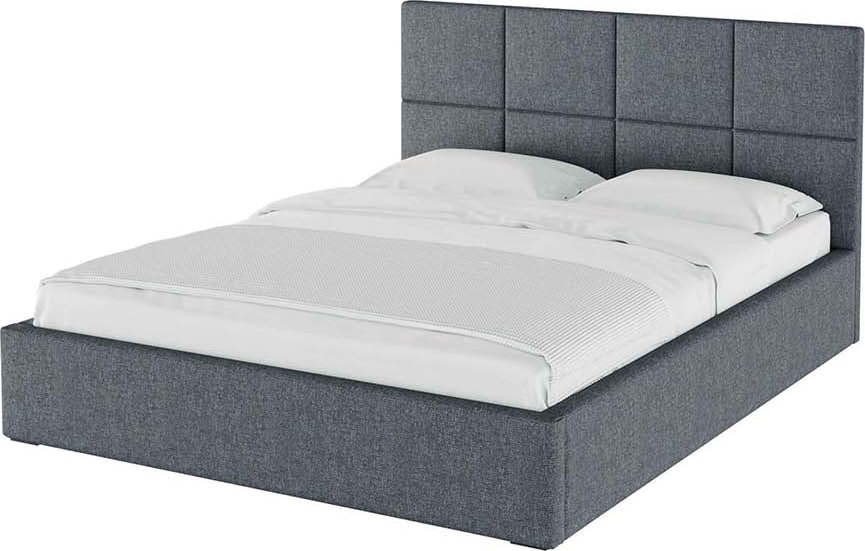 Šedá čalouněná dvoulůžková postel s úložným prostorem s roštem 140x200 cm Bufo Bed – MESONICA